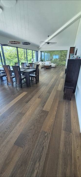 Parquet lames larges chêne fumé